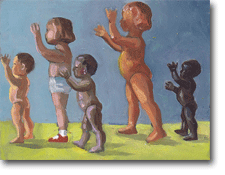 Small Oil Painting - Plastic Kids Waving